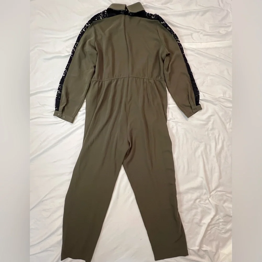 NWOT Eloquii Green/Black Lace Accent Jumpsuit - Picture 2 of 6
